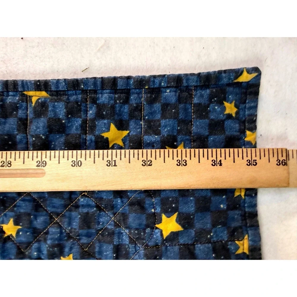 Vintage Handmade Patchwork Quilt 36x40 Celestial Reversible Farmhouse Americana